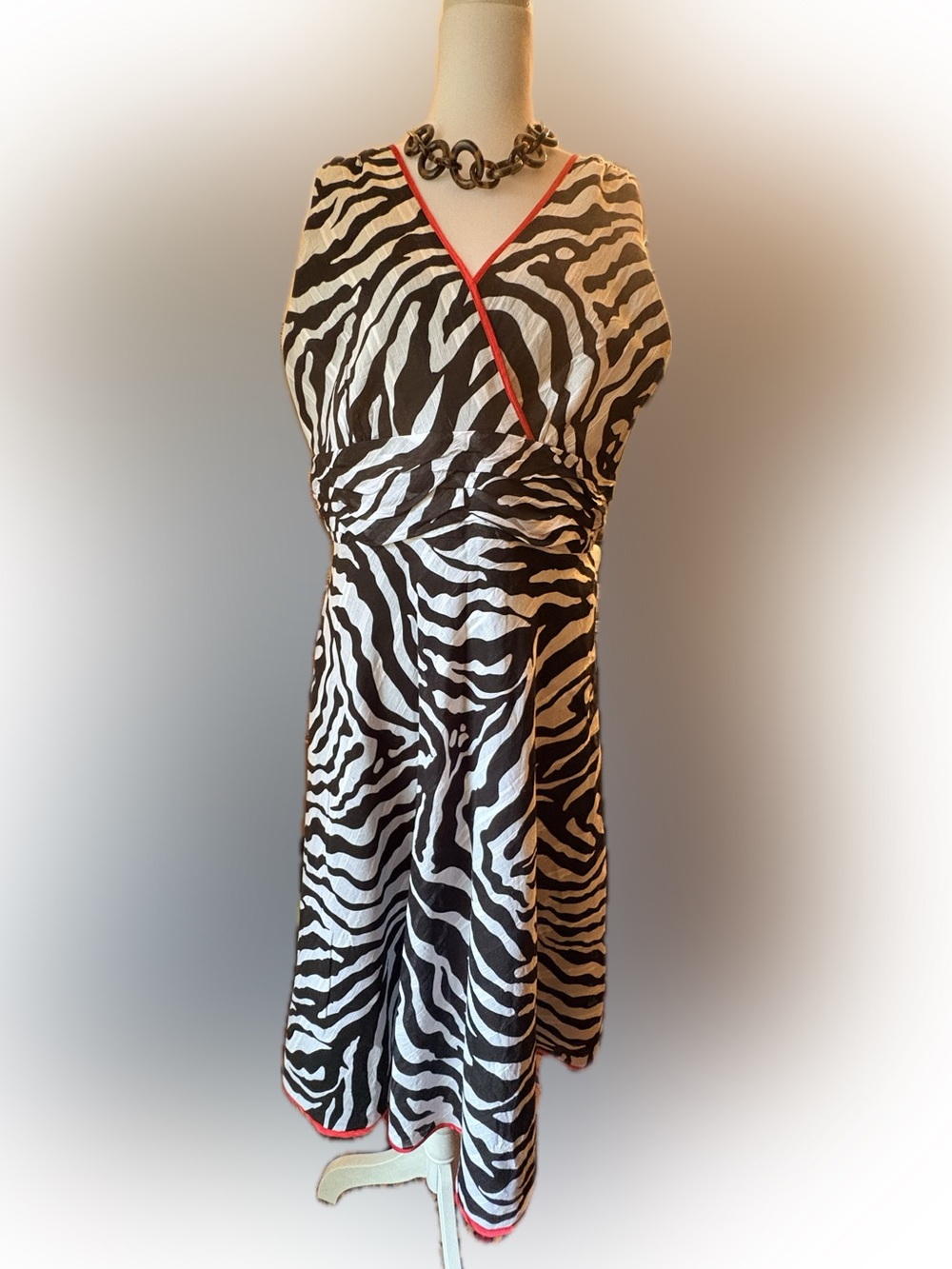 Robbie Bee Cotton Zebra Print Sundress 12